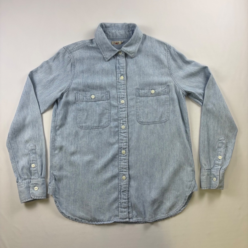 Faherty Brand Light Indigo Tencel Linen Button Down Shirt Womens XS Long Sleeve - Picture 1 of 8
